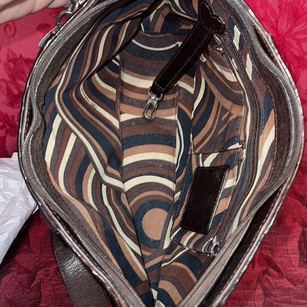 Brighton Collection Bronze Patent Leather Croc pattern Shoulder Bag‎